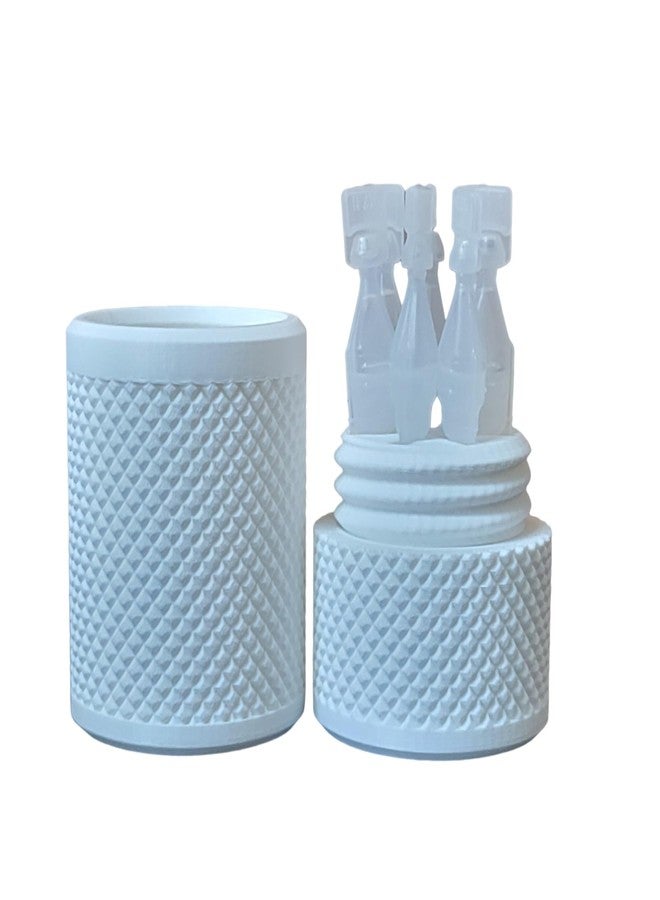 Znet3D Eye Drop Vials Holder & Storage Case - Securely Store Seven (7) Single-Use Vials - Screw-On Lid, Knurled Pattern - Keep Vials Safe & Organized to keep track of your daily usage (White) - Image 1